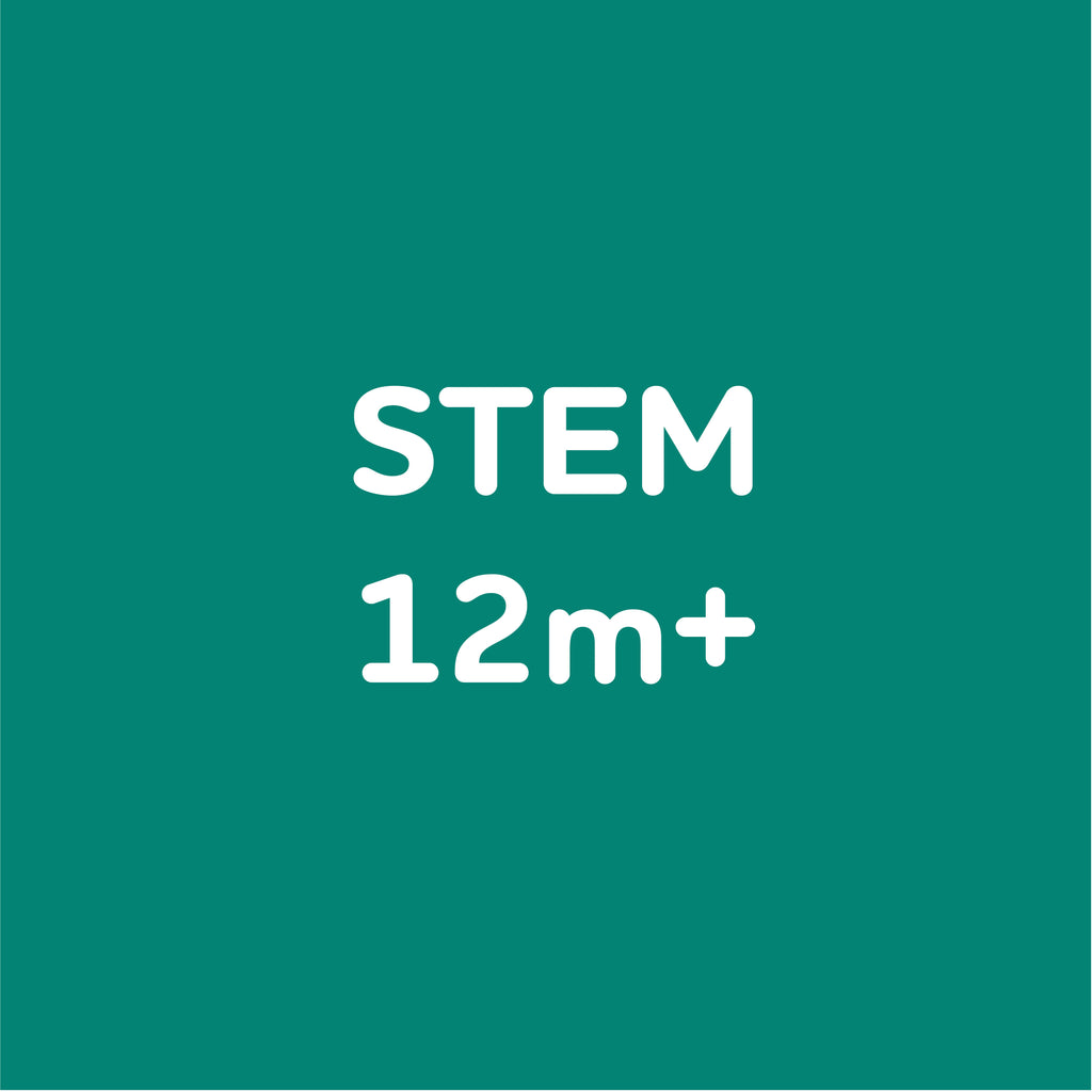 Green gradient background that says "stem 12 months plus"