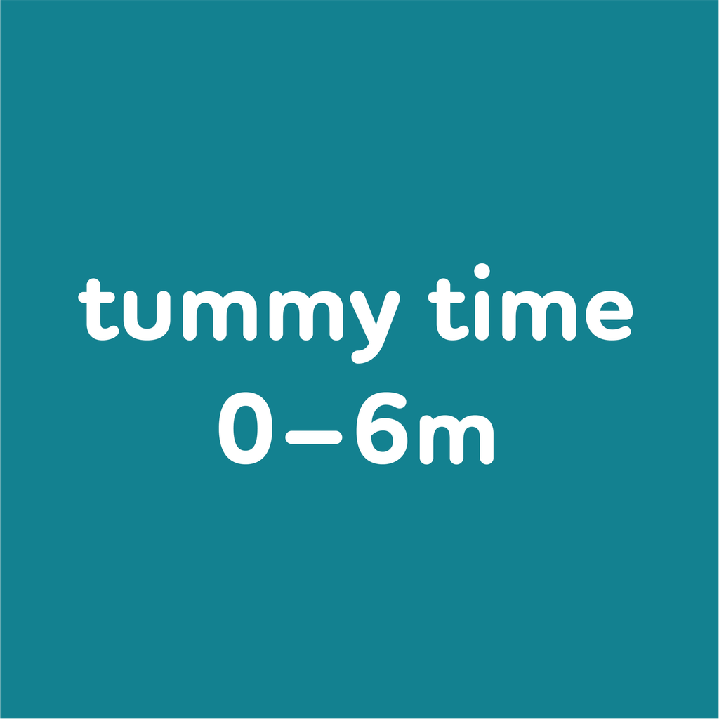 Pink gradient background with text that says "tummy time 0 to 6 months"