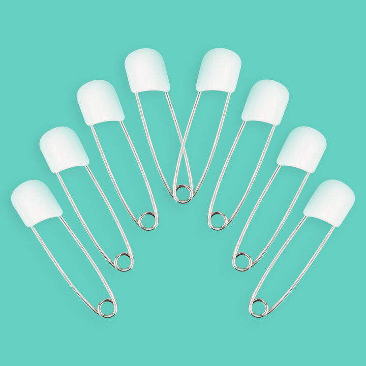 8 white diaper safety pins